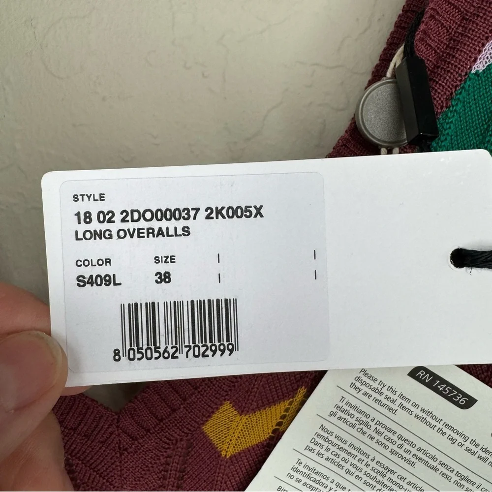 NWT M MISSONI Wide Leg Knit Jumpsuit Long Overalls Zig Zag Pattern V-Neck XS - Picture 2 of 16